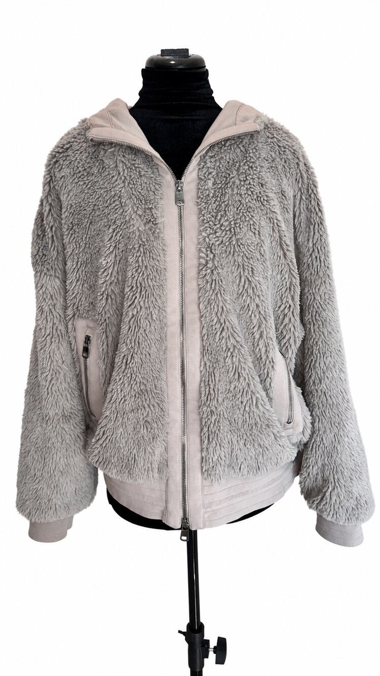Varley Gray Sherpa Teddy Fleece Full-Zip Jacket